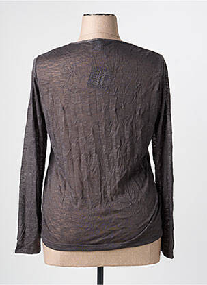 Top tissage crêpe manches longues gris PAUSE CAFE femme