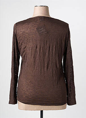 Top tissage crêpe manches longues marron PAUSE CAFE femme