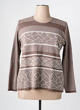 Pull tissage chiné manches longues marron GRIFFON femme
