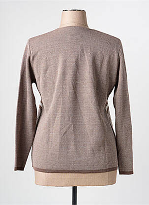Pull tissage chiné manches longues marron GRIFFON femme