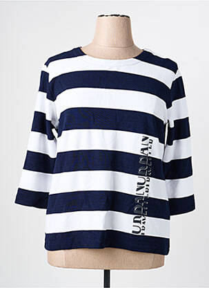 Pull coupe droite manches 3/4 bleu RABE femme