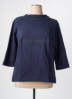 Sweat-shirt stretch manches 3/4 bleu FRANK WALDER femme