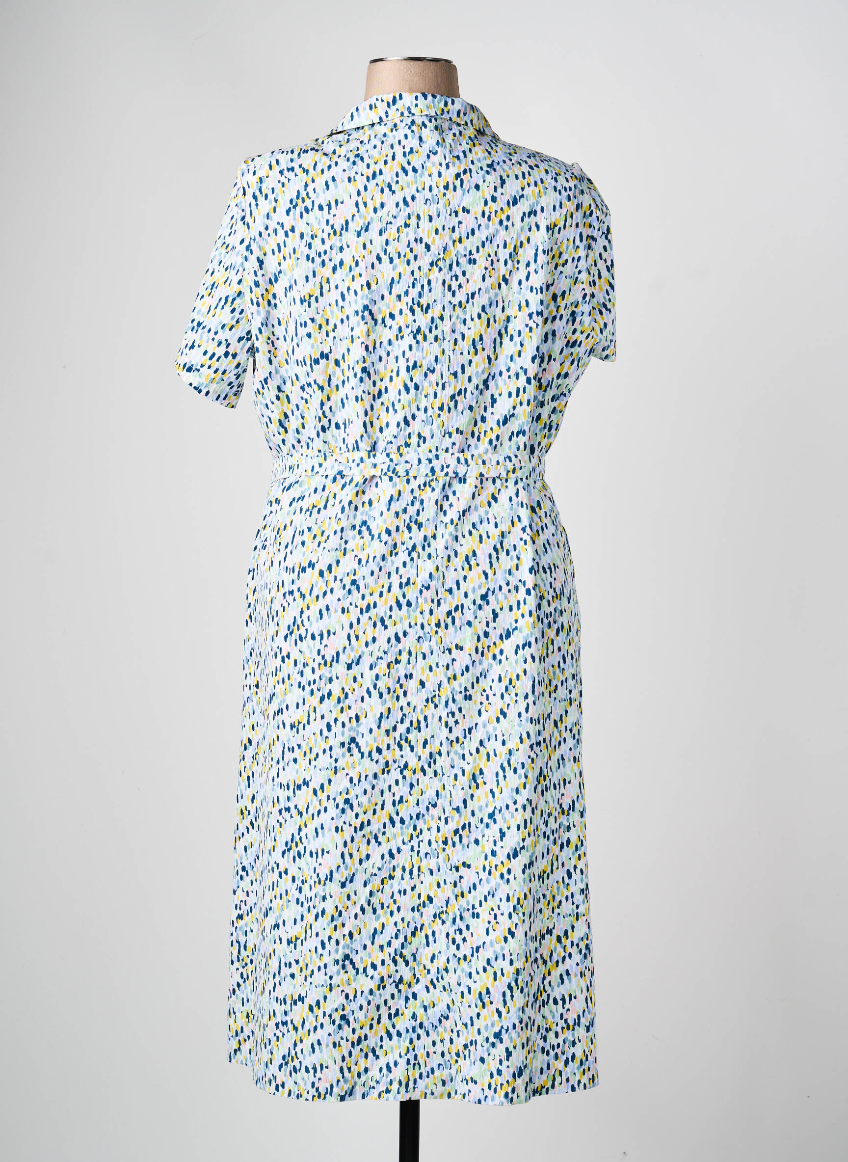 Robe mi-longue imprimé fantaisie manches courtes bleu GRIFFON femme