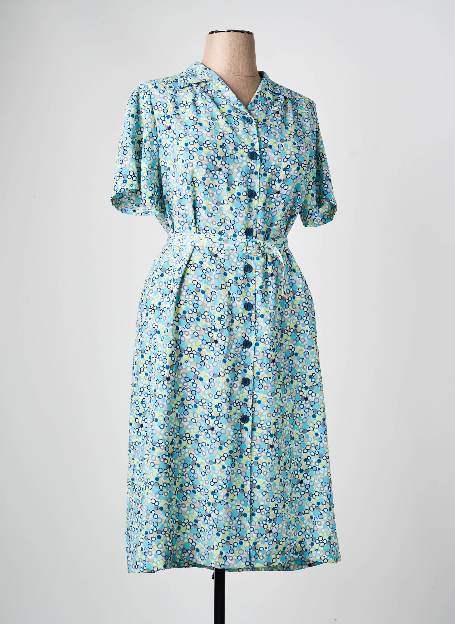 Robe courte manches courtes manches courtes bleu GRIFFON femme