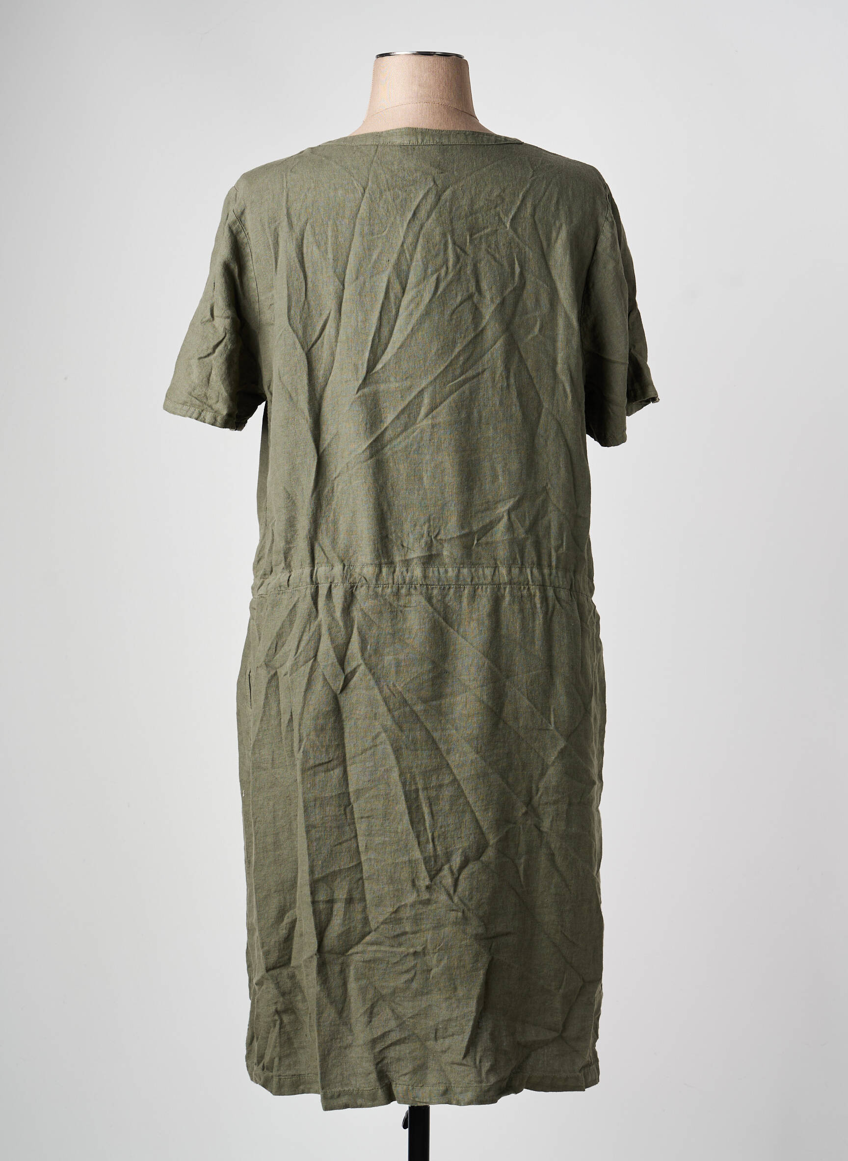 Robe mi-longue tissage crêpe manches courtes vert ARMOR LUX femme