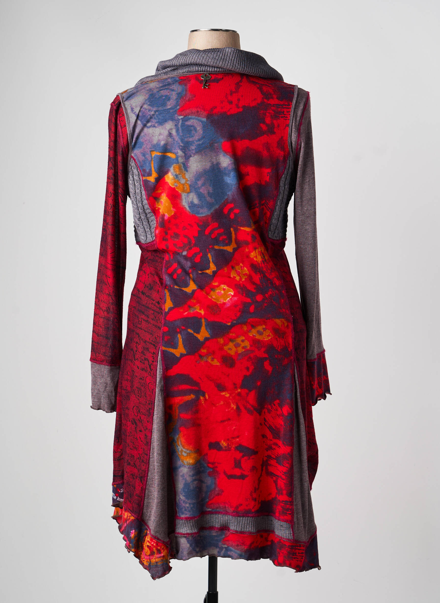 Robe mi-longue manches longues manches longues rouge FILLE DES SABLES femme