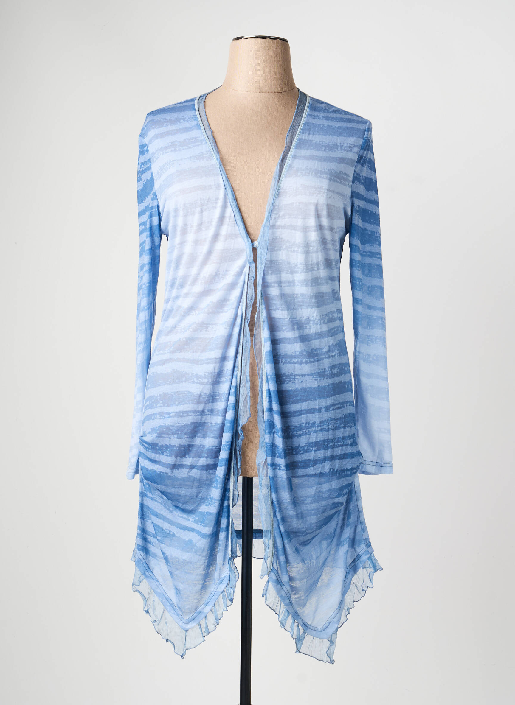 Gilet manches longues stretch bleu FILLE DES SABLES femme