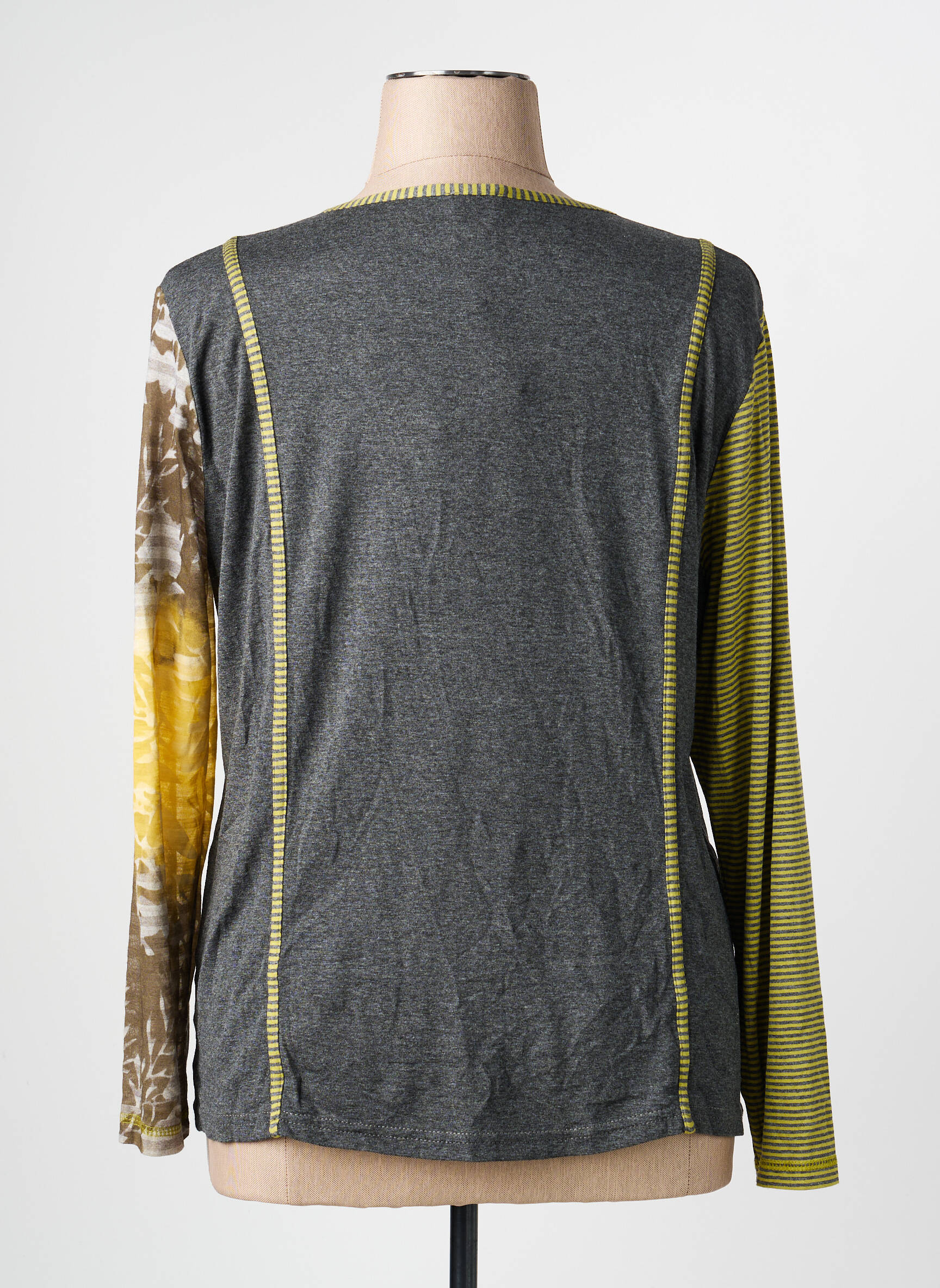 Gilet manches longues col rond jaune PAUSE CAFE femme