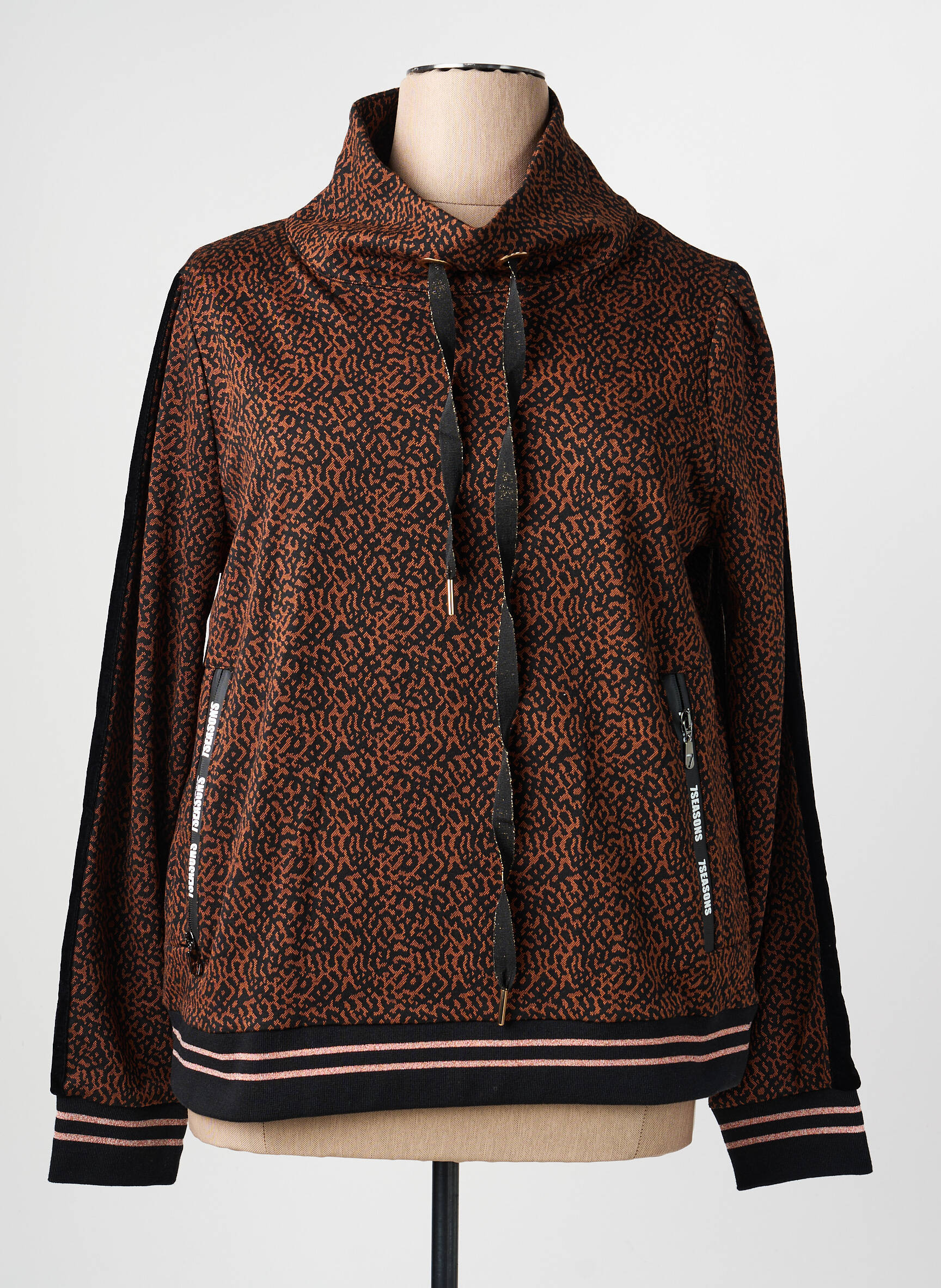 Sweat-shirt stretch manches longues marron 7 SEASONS femme