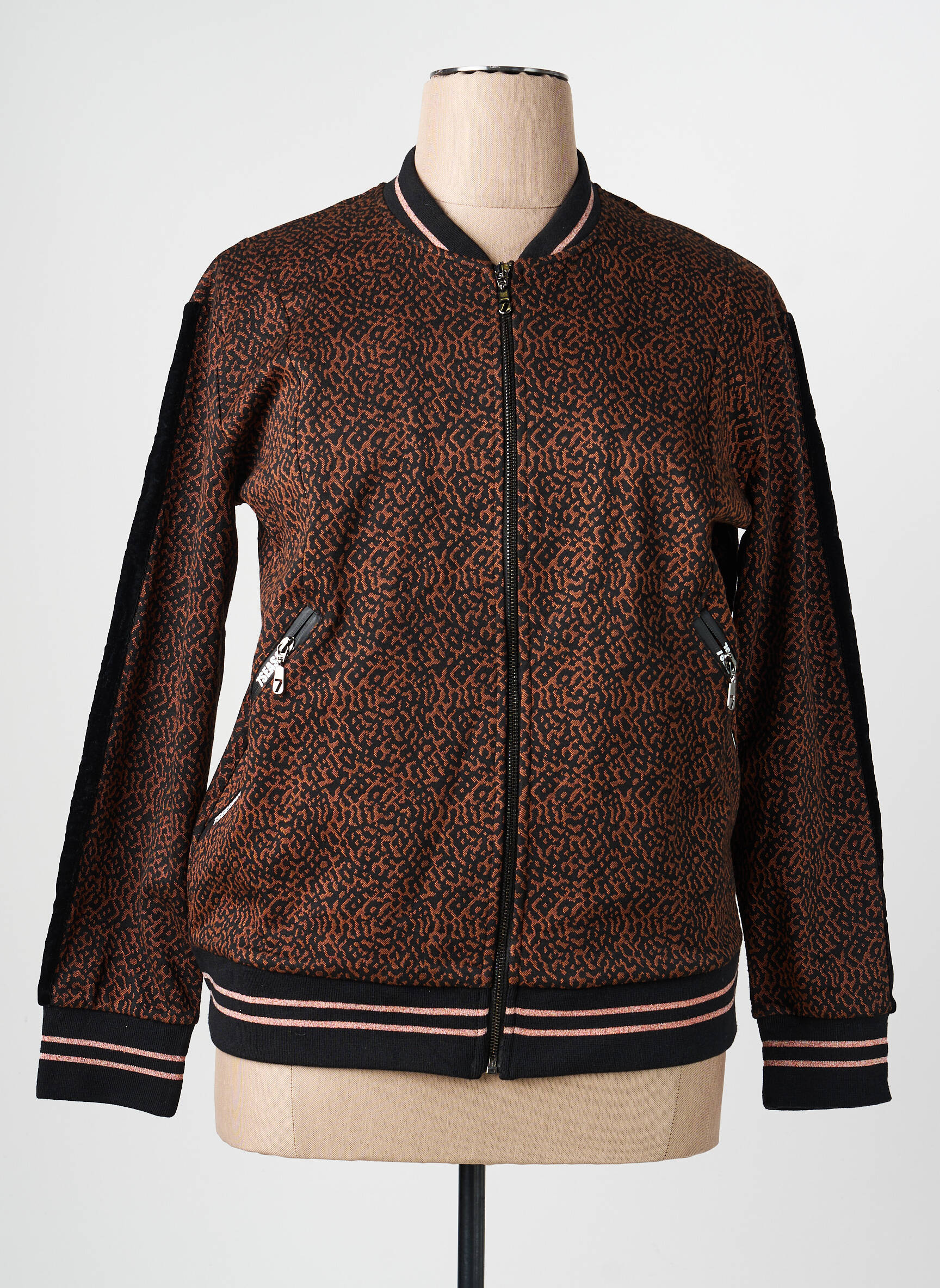 Blouson col v marron 7 SEASONS femme