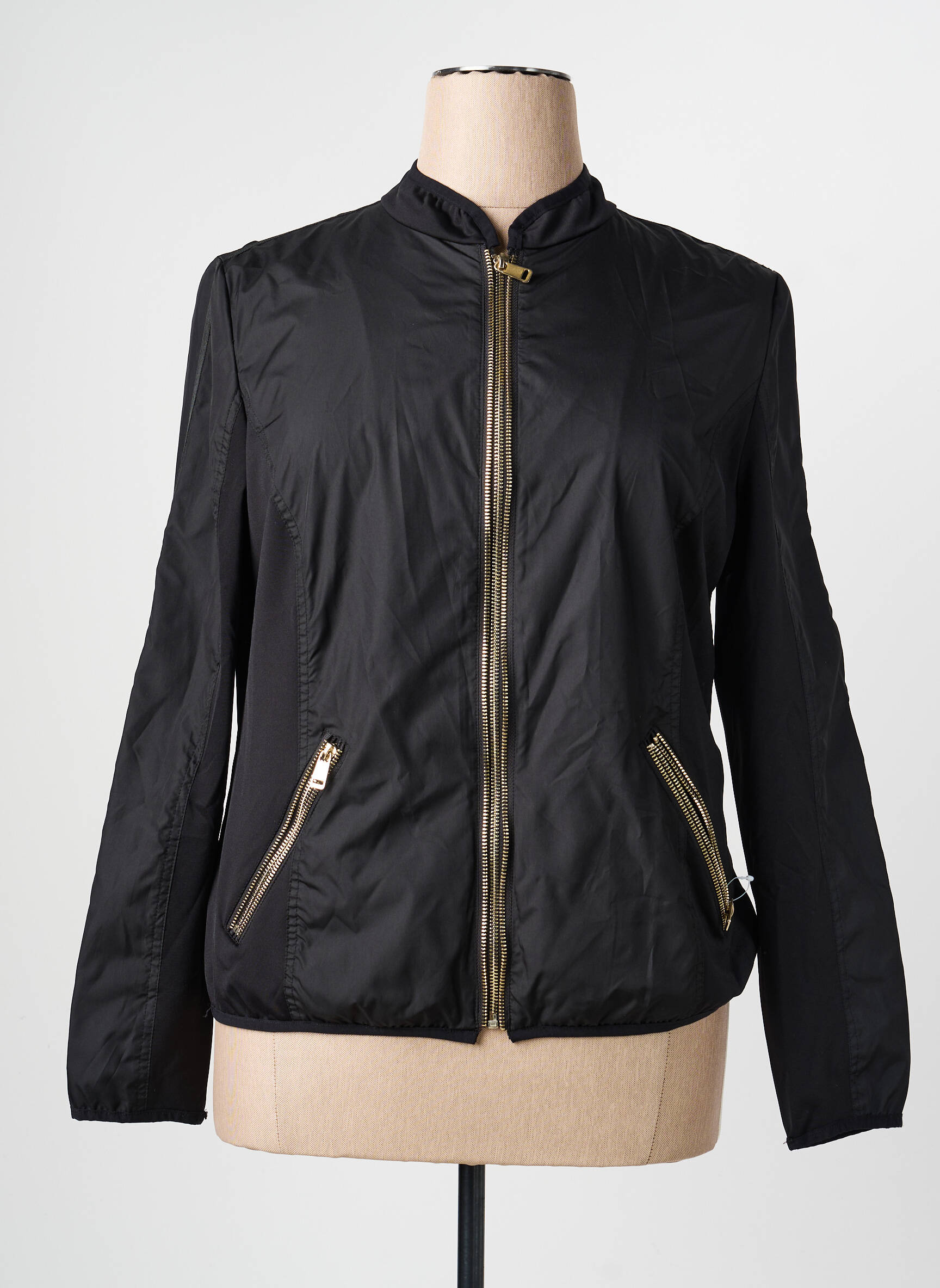 Blouson effet matière satinée noir CONCEPT K femme