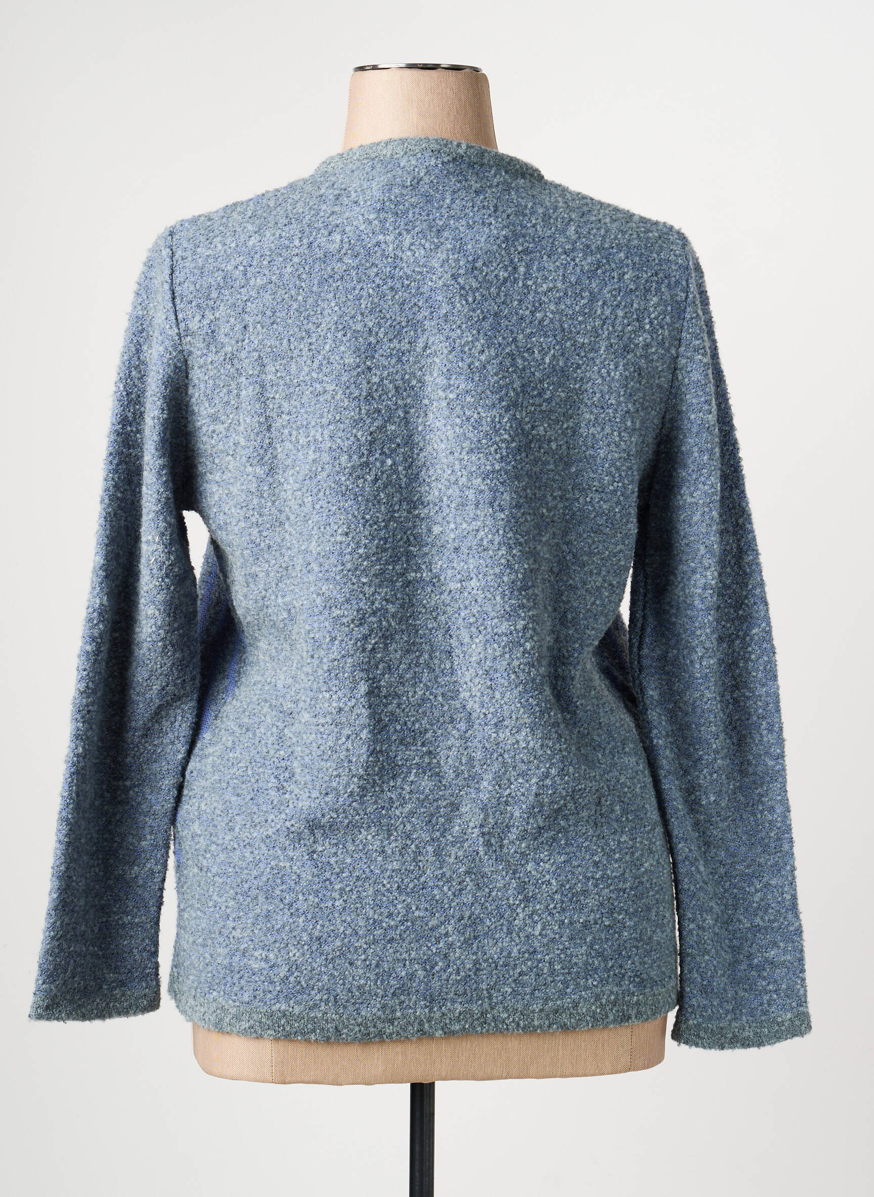 Gilet manches longues col rond bleu I.ODENA femme