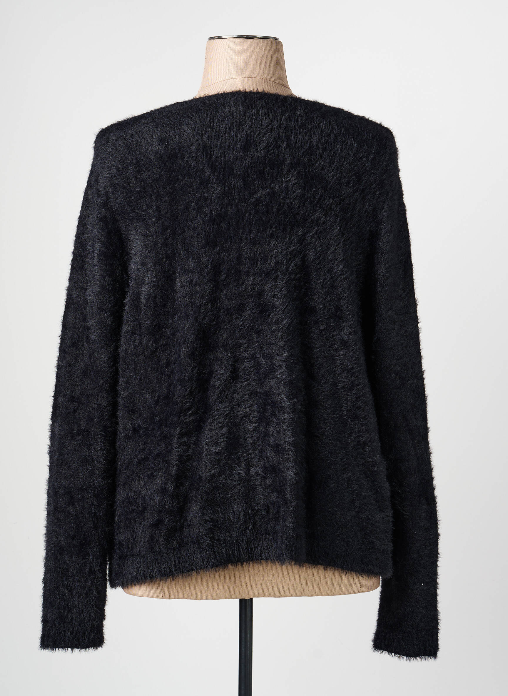 Gilet manches longues col rond noir OLSEN femme