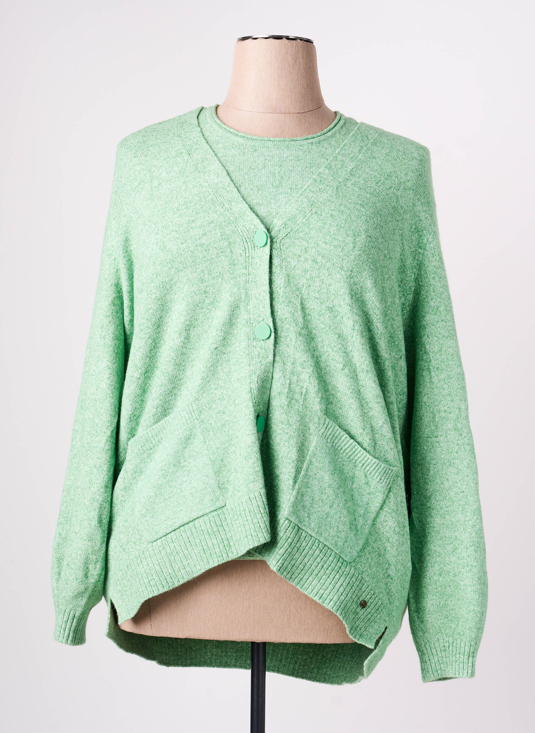 Twin-set manches longues vert OLSEN femme