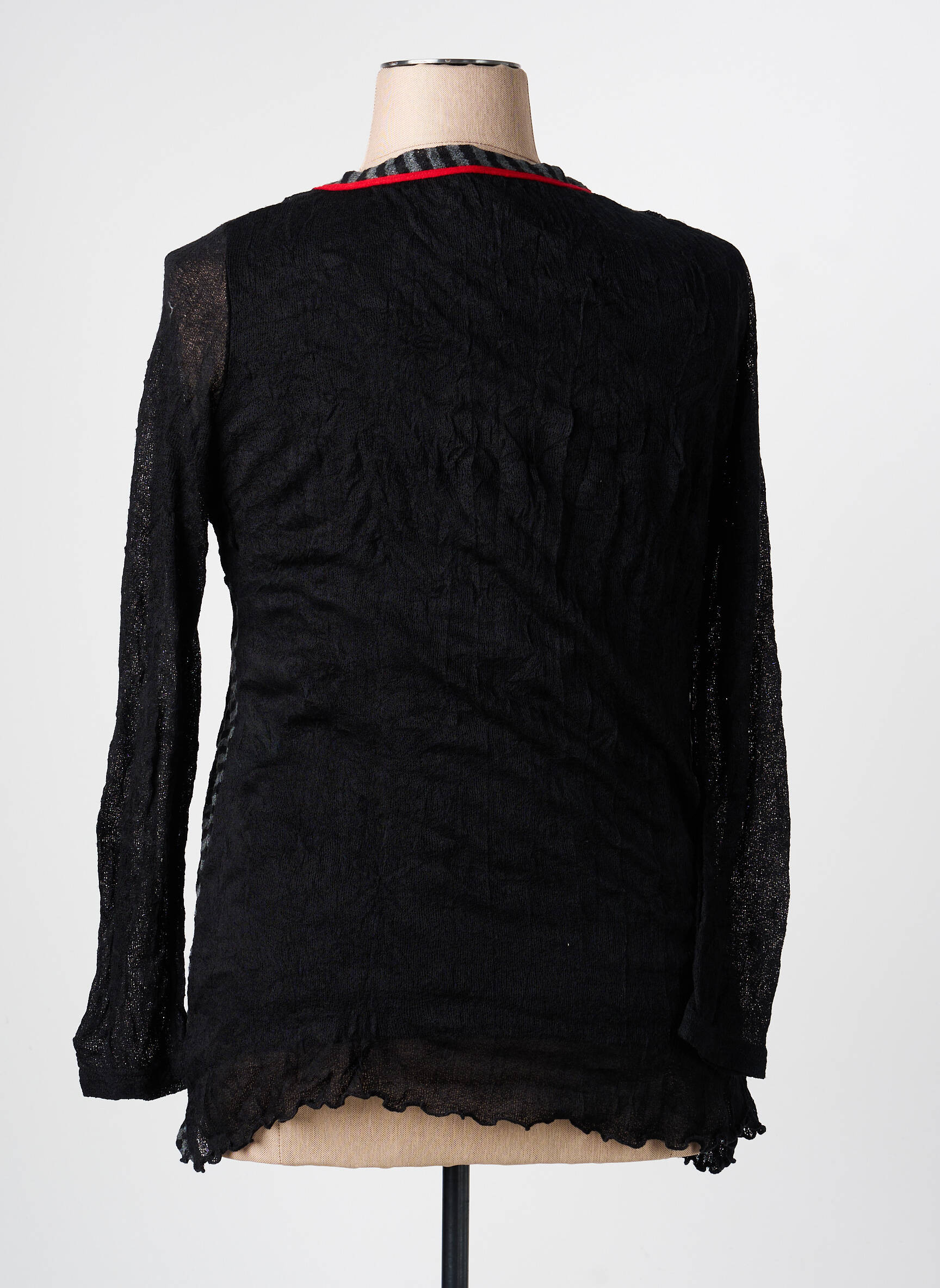 Pull coupe cintrée manches longues noir UN POINT C EST TOUT femme