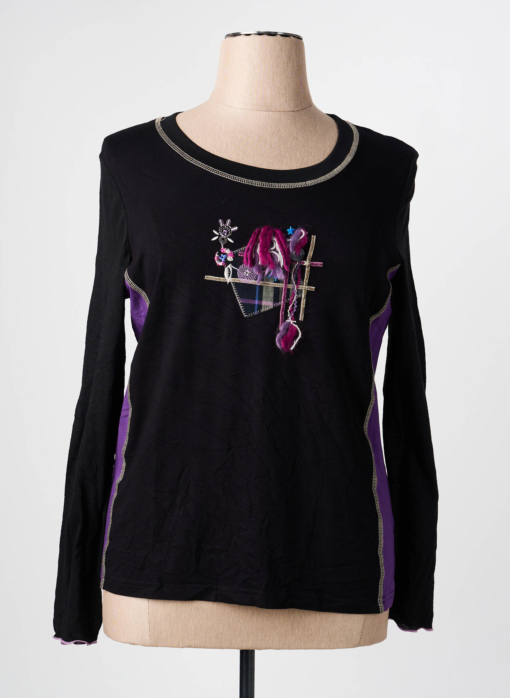 T-shirt manches longues manches longues noir PAUSE CAFE femme