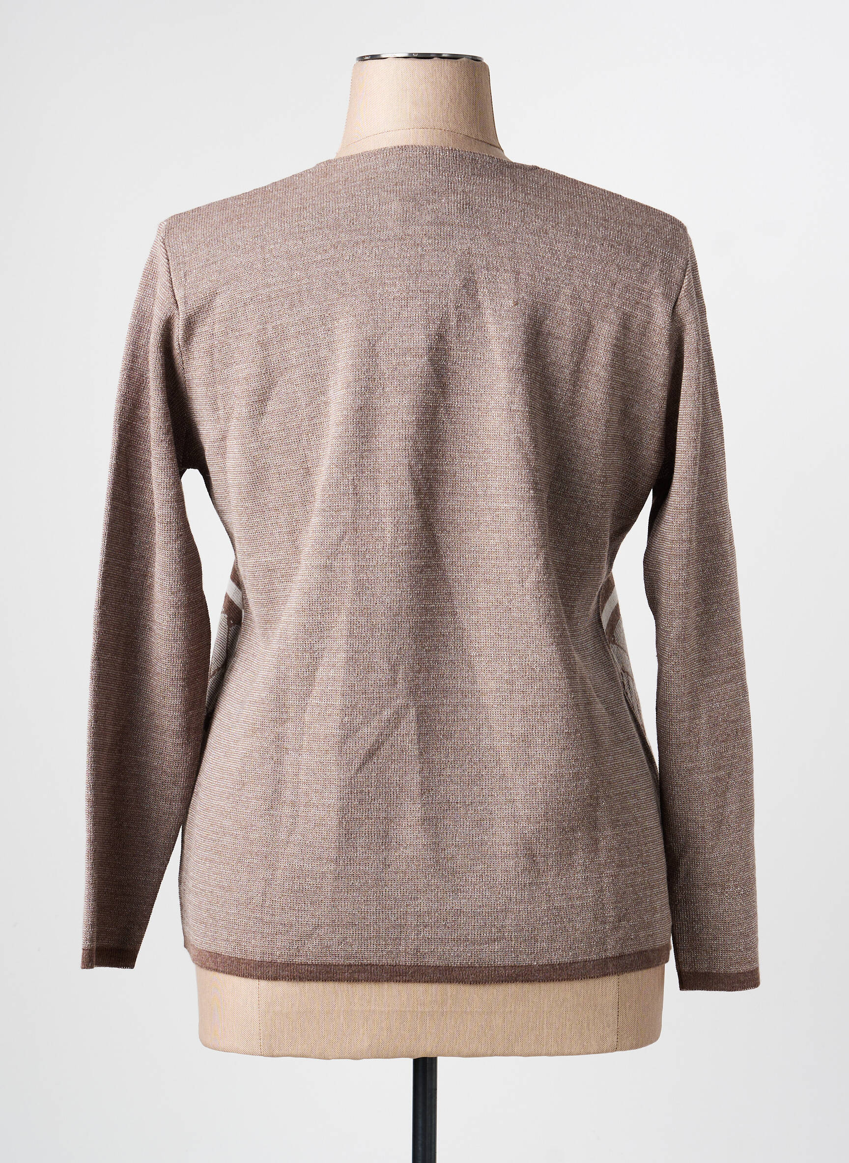 Pull tissage chiné manches longues marron GRIFFON femme