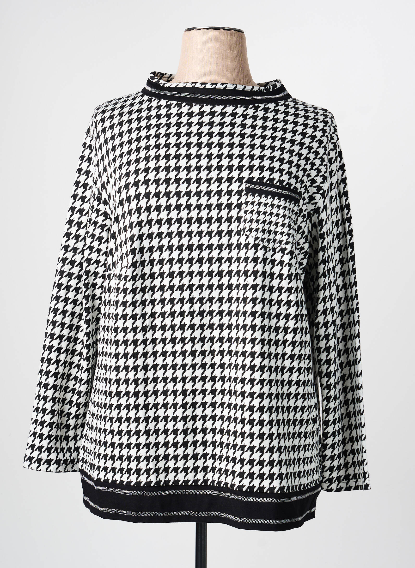 Sweat-shirt stretch manches longues noir FRANK WALDER femme