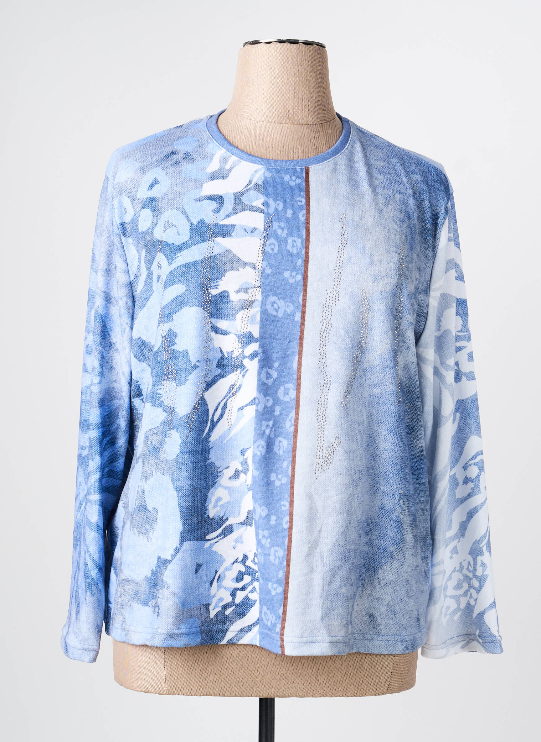 Top stretch manches longues bleu FRANK WALDER femme