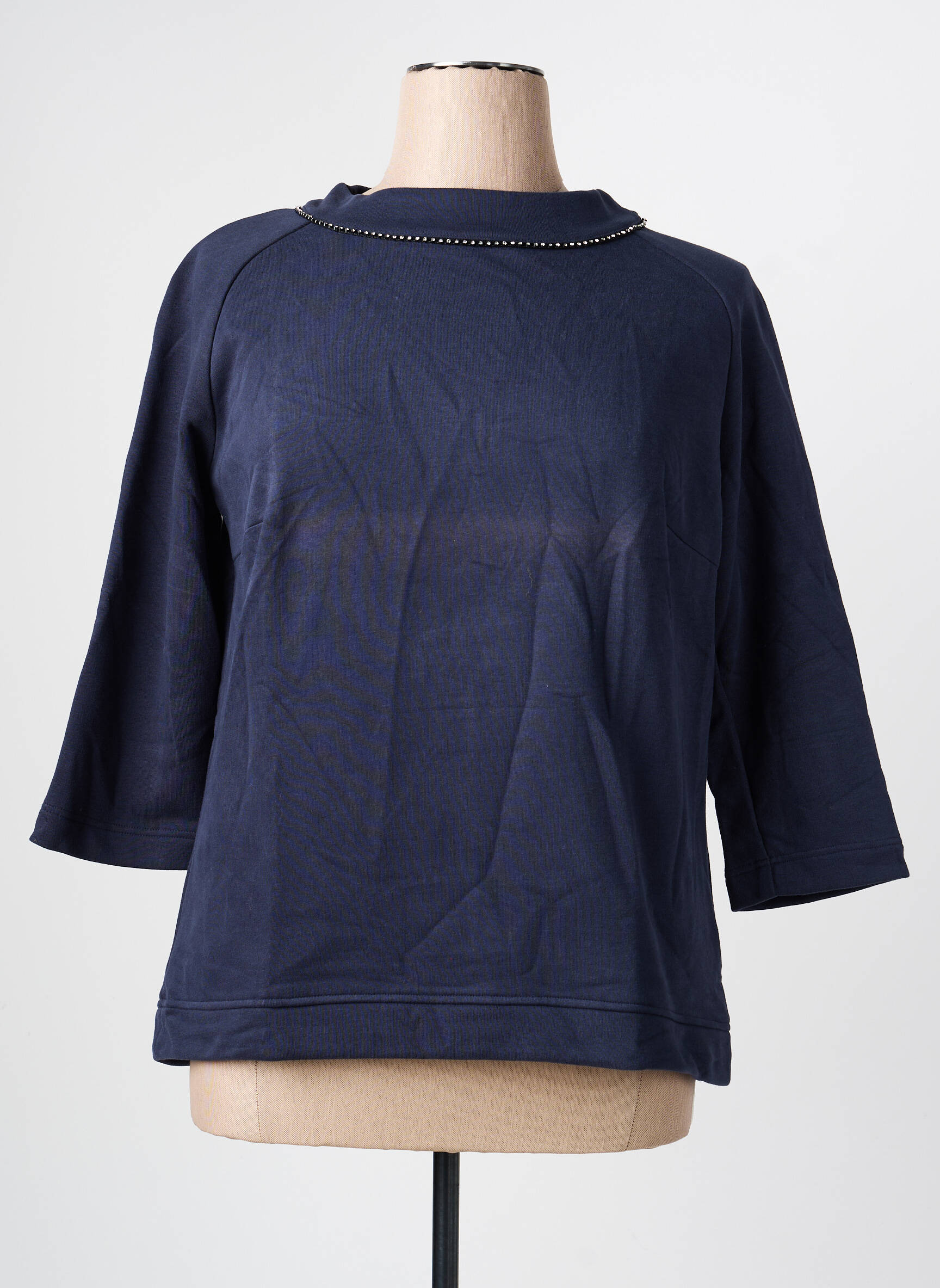 Sweat-shirt stretch manches 3/4 bleu FRANK WALDER femme