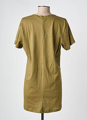 T-shirt col v manches courtes vert MAT. femme