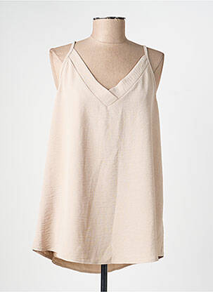 Top coupe fluide fines bretelles beige AN II VITO femme