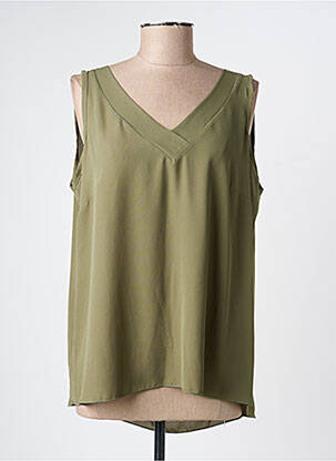 Top coupe fluide sans manche vert AN II VITO femme