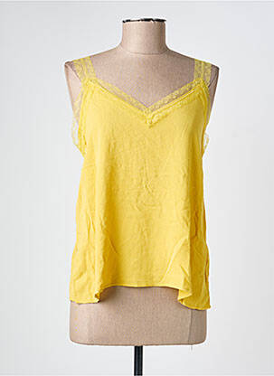 Top coupe fluide fines bretelles jaune CERISE BLUE femme
