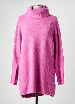Pull col roulé tissage chiné manches longues rose BEAUTY WOMEN femme