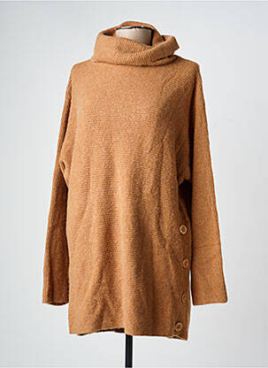 Pull col roulé tissage chiné manches longues marron BEAUTY WOMEN femme