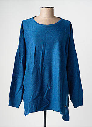 Pull tunique tissage chiné manches longues bleu AGATHE & LOUISE femme