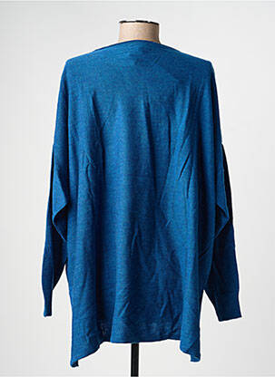 Pull tunique tissage chiné manches longues bleu AGATHE & LOUISE femme