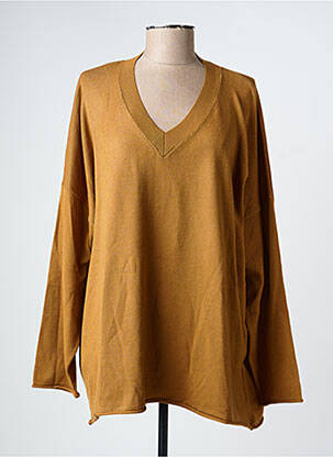 Pull col v manches longues jaune MAT. femme