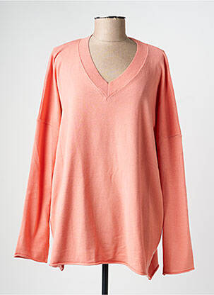 Pull col v manches longues rose MAT. femme