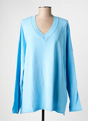 Pull col v manches longues bleu MAT. femme