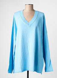 Pull col v manches longues bleu MAT. femme