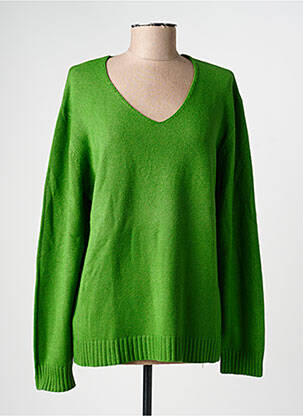 Pull col v manches longues vert MARINELLO femme