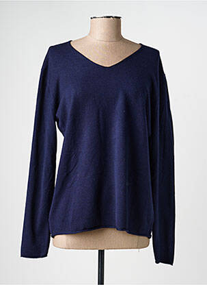 Pull coupe cintrée manches longues bleu MARINELLO femme