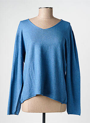 Pull tissage chiné manches longues bleu MARINELLO femme