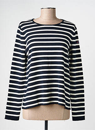 Pull coupe cintrée manches longues bleu BATELA femme
