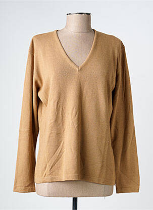 Pull coupe droite manches longues beige L'ATELIER D'ANNA femme