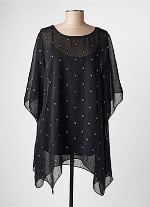 Tunique manches longues légère et transparente noir ONE O ONE femme