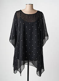 Tunique manches longues légère et transparente noir ONE O ONE femme