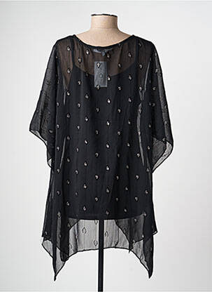 Tunique manches longues légère et transparente noir ONE O ONE femme