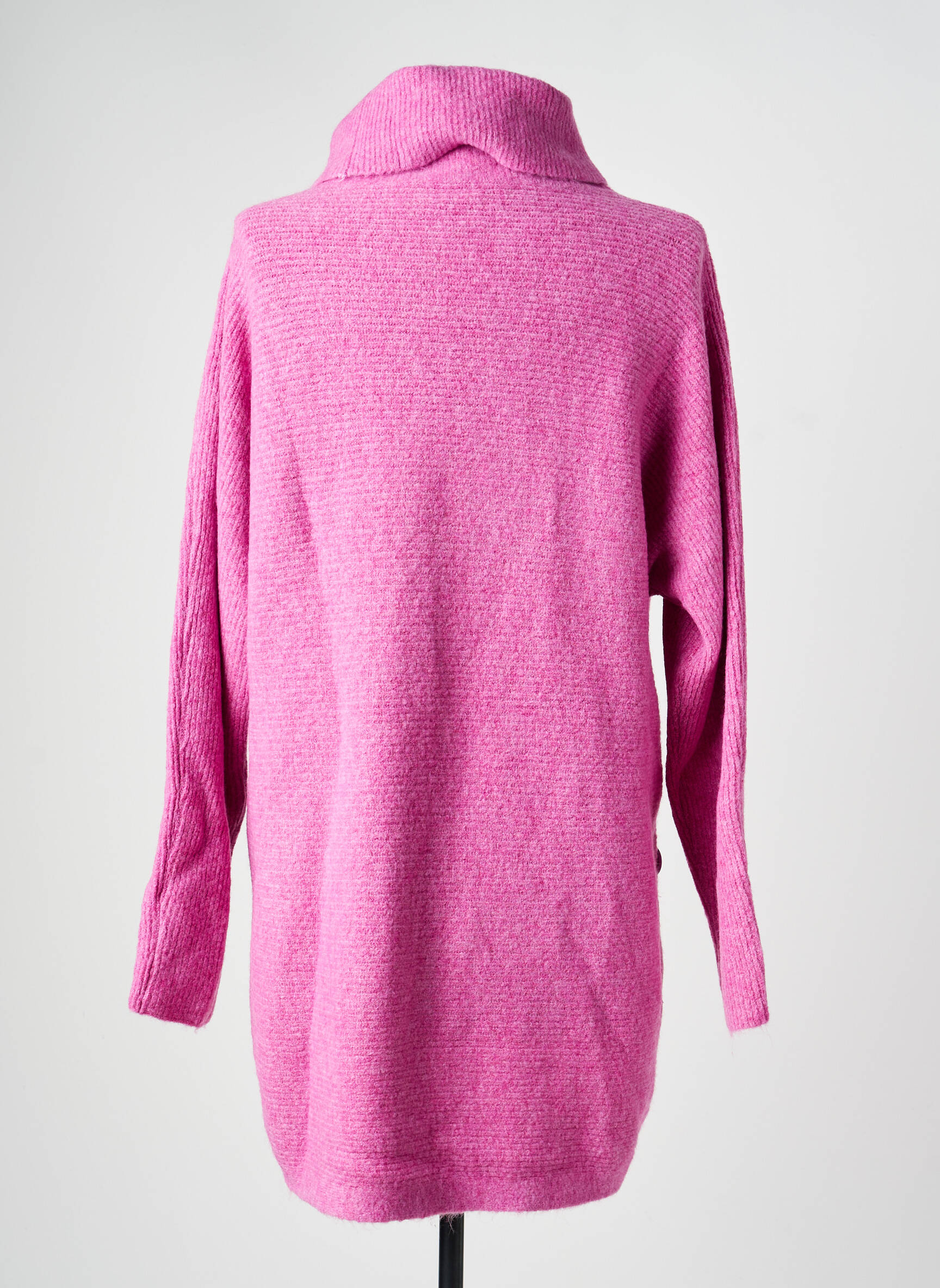 Pull col roulé tissage chiné manches longues rose BEAUTY WOMEN femme