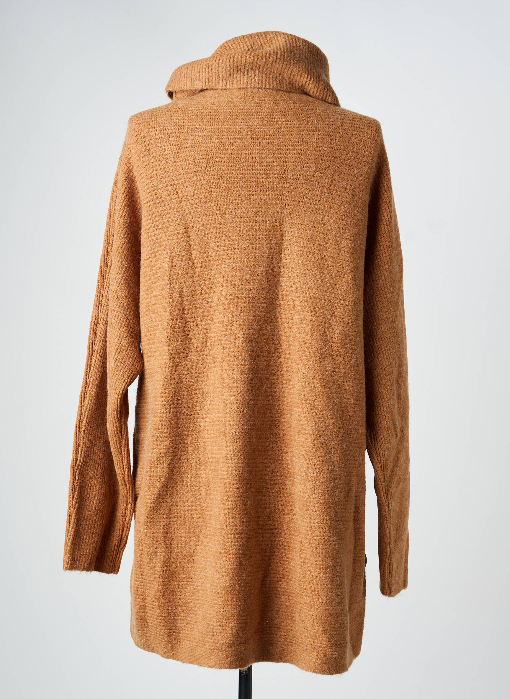 Pull col roulé tissage chiné manches longues marron BEAUTY WOMEN femme