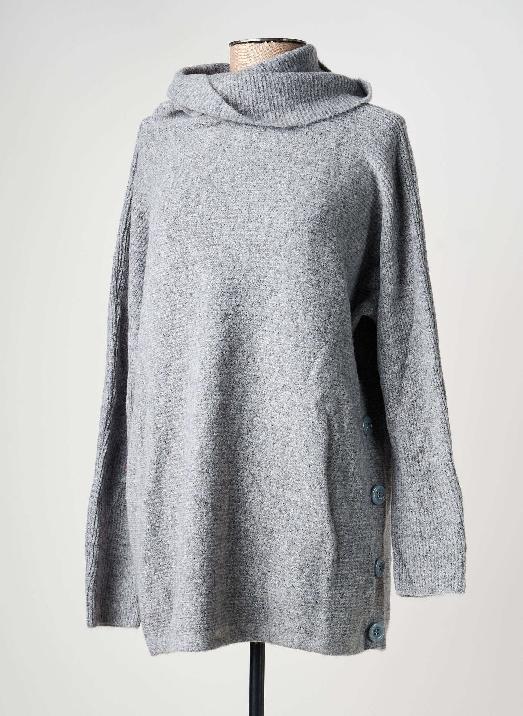 Pull col roulé coupe droite manches longues gris BEAUTY WOMEN femme