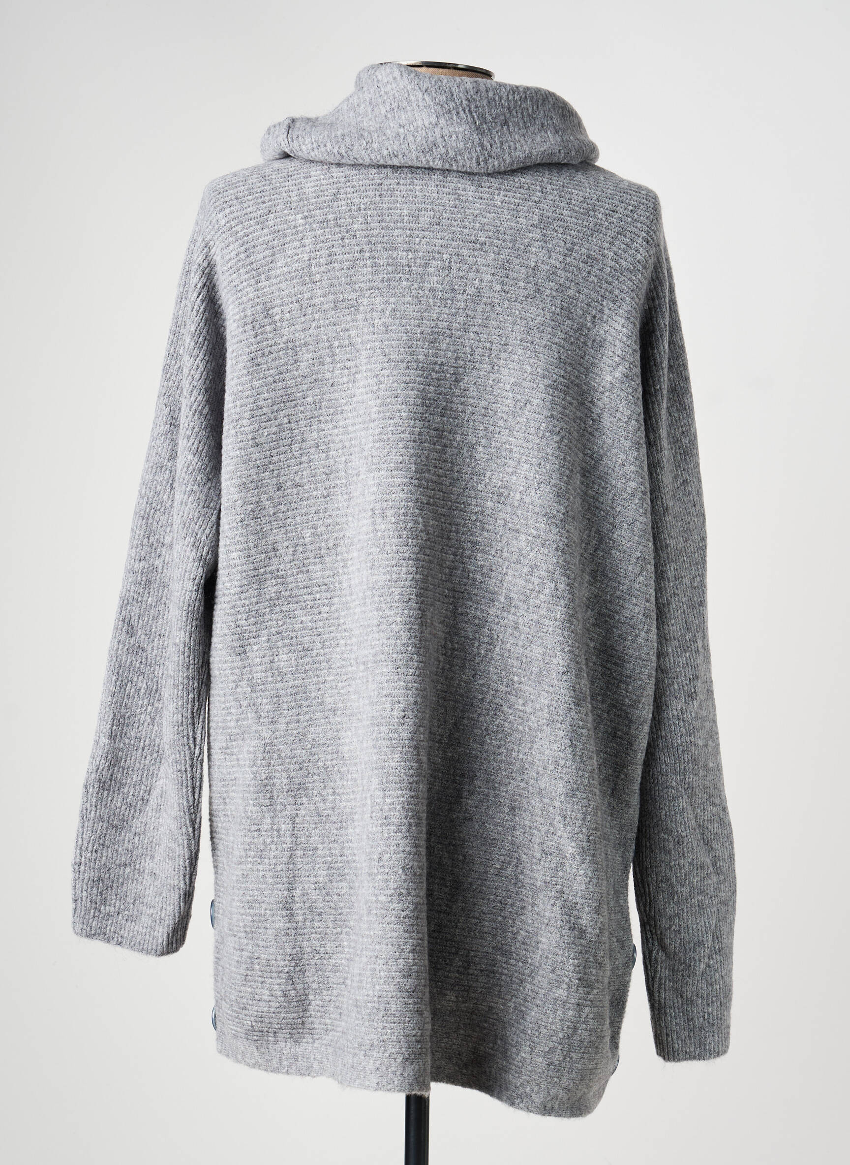 Pull col roulé coupe droite manches longues gris BEAUTY WOMEN femme