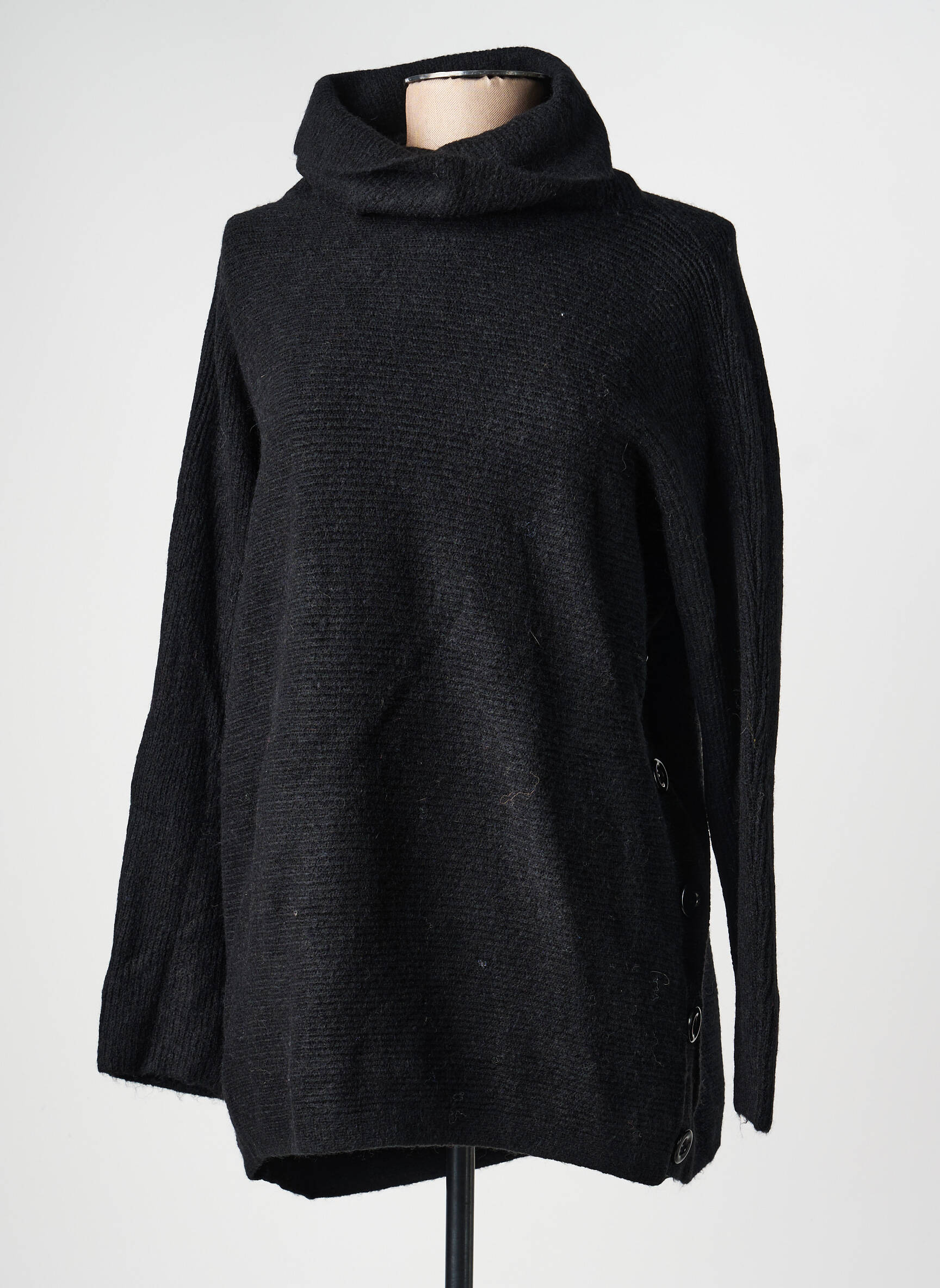 Pull col roulé stretch manches longues noir BEAUTY WOMEN femme