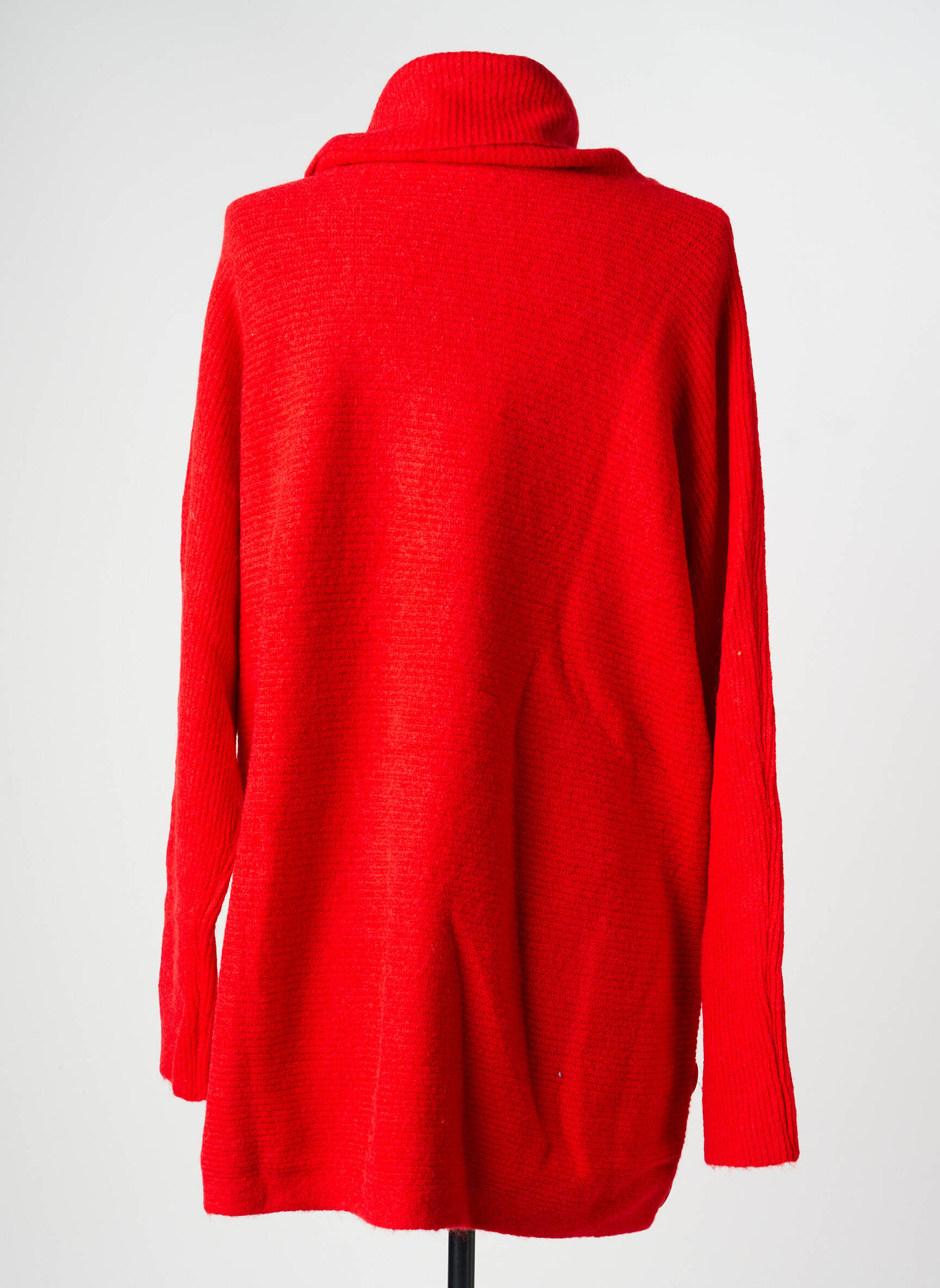 Pull col roulé stretch manches longues rouge BEAUTY WOMEN femme